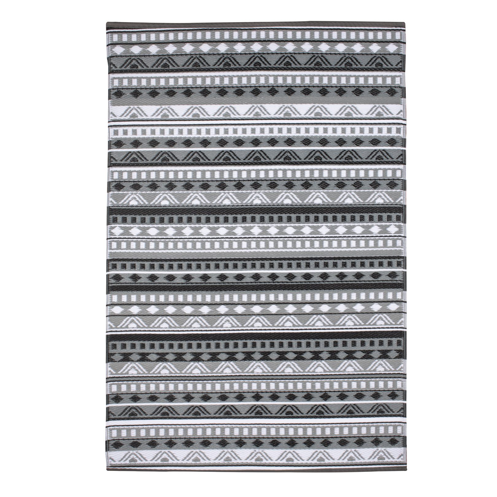 Verna Lightweight Reversible Stain Proof Plastic Outdoor Rug, Black ...