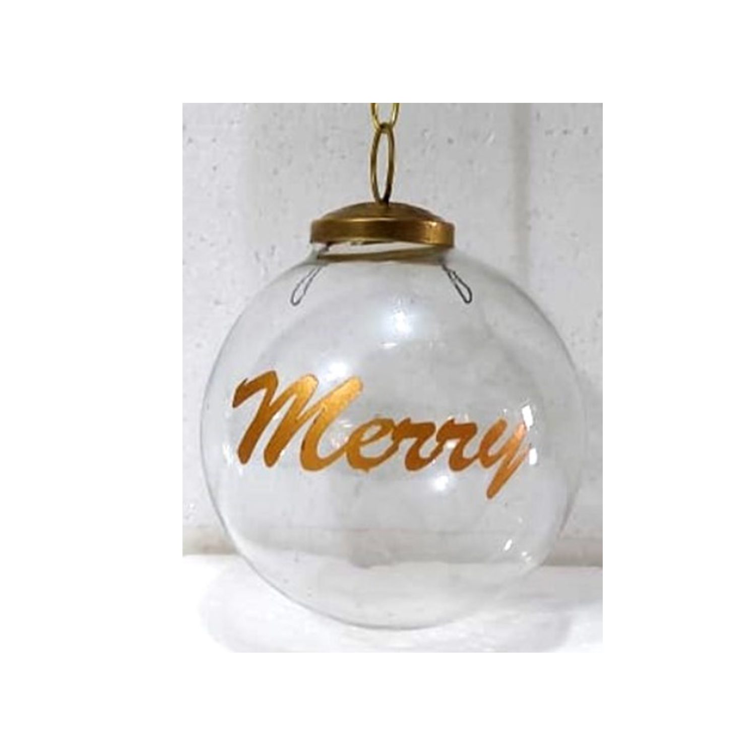 Ferne Glass Ornament, Transparent with Gold