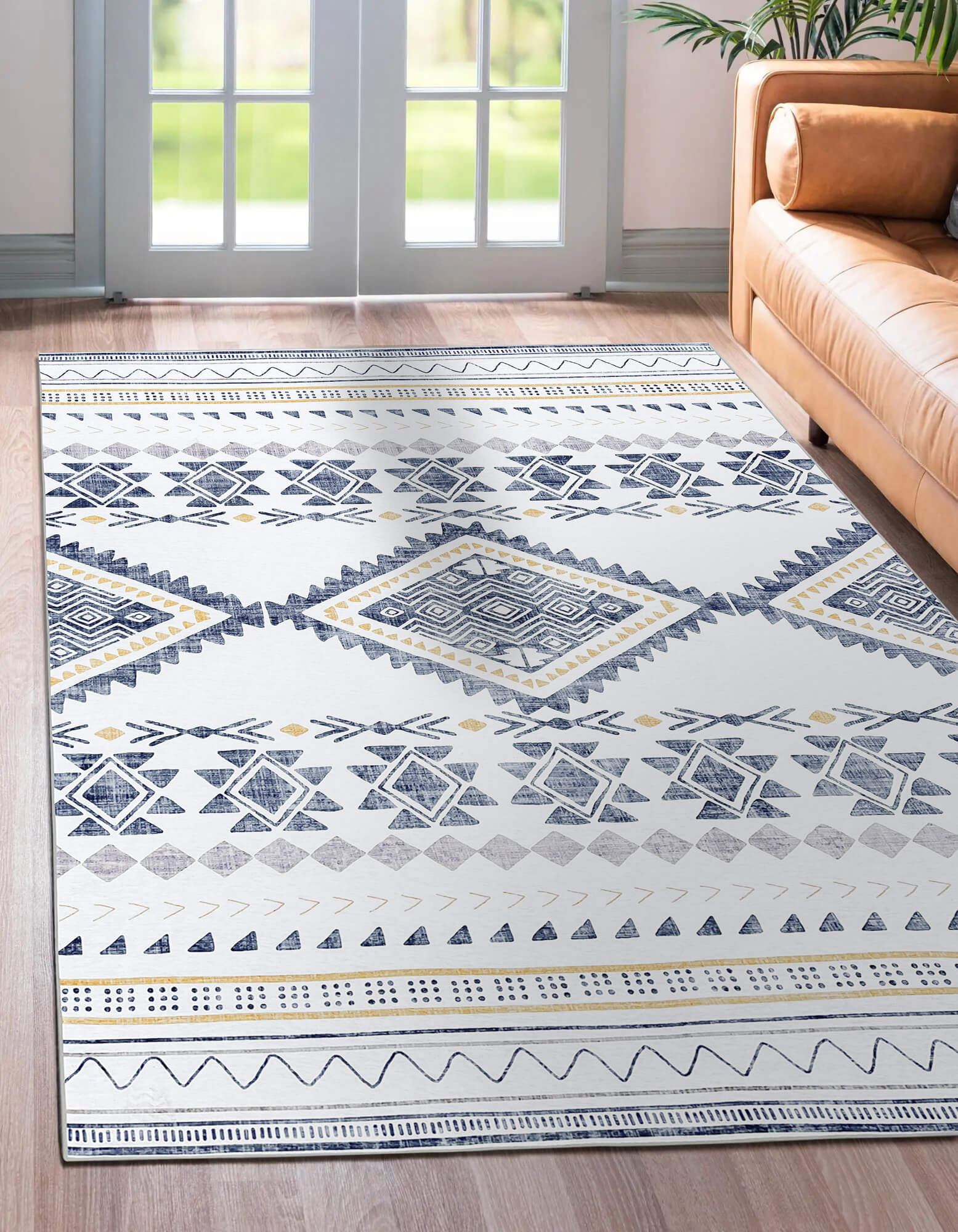 Semey Machine Washable Area Rug, Grey & Cream