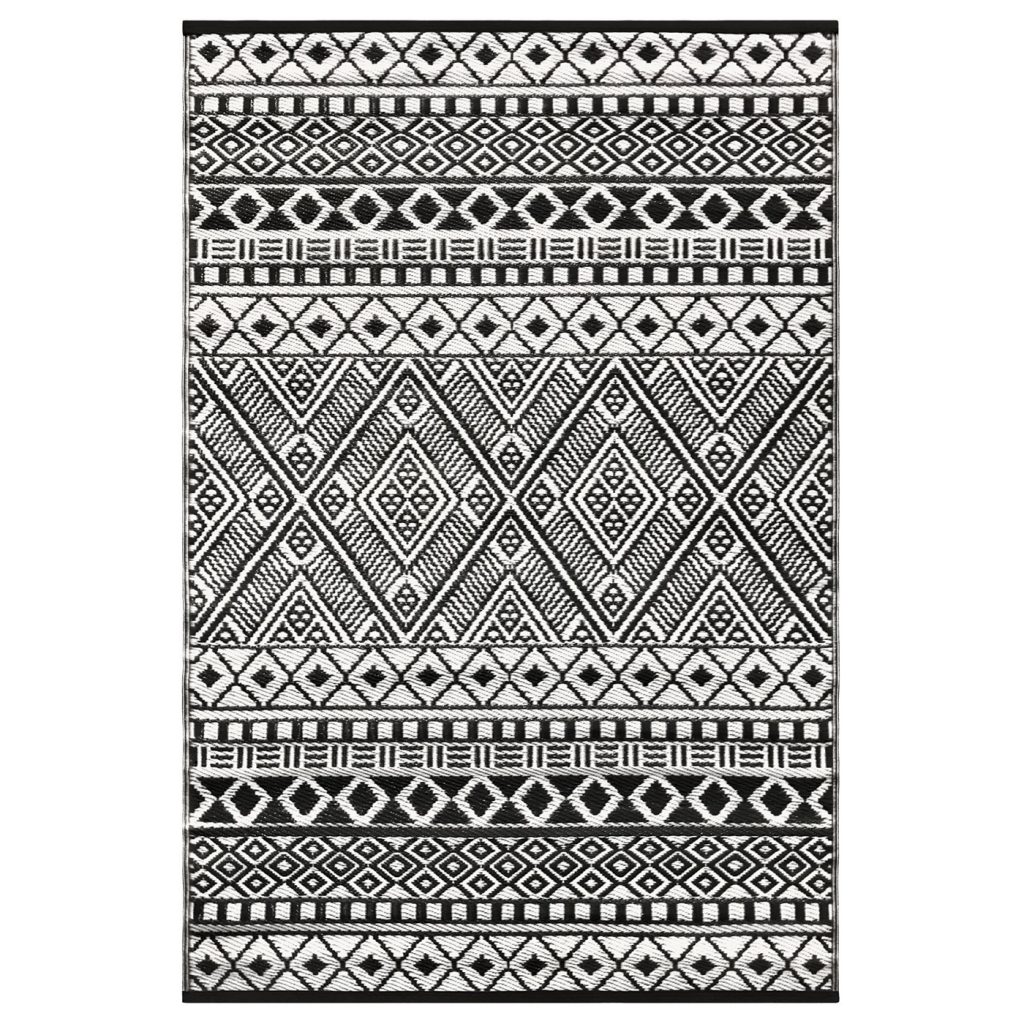 Relic Lightweight Reversible Stain Proof Plastic Outdoor Rug, Black ...