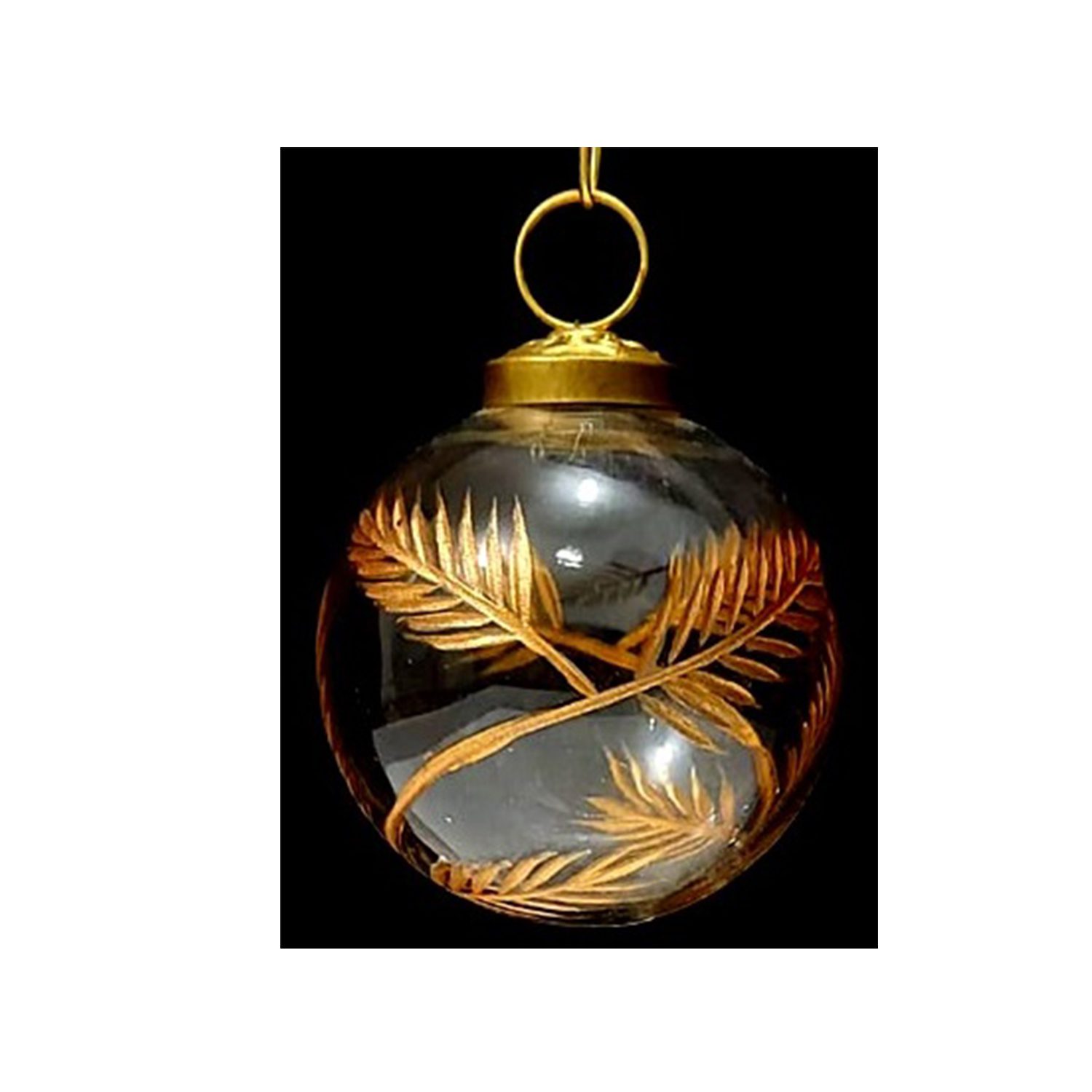 Jabin Glass Ornament, Transparent with Gold