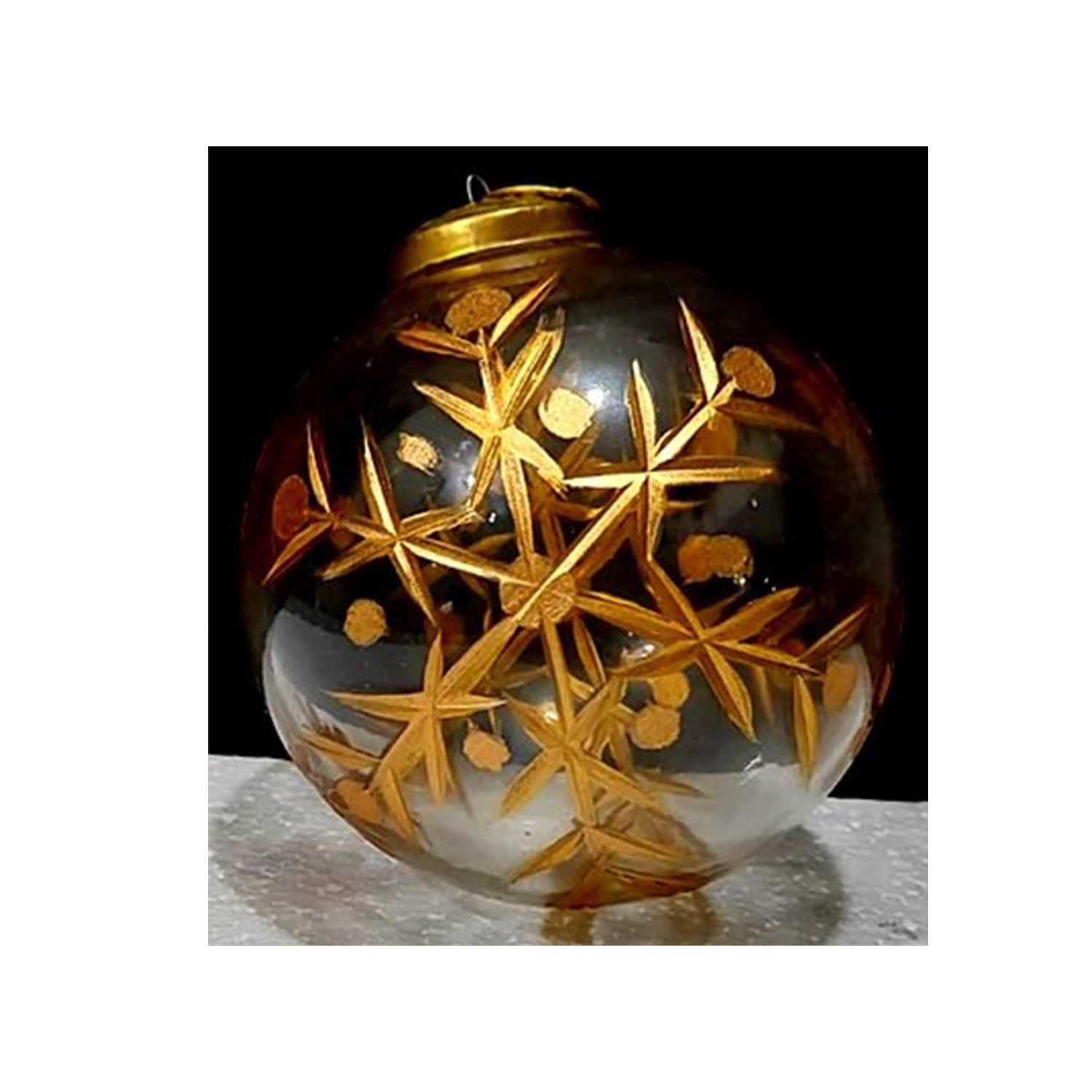 Jacinda Glass Ornament, Transparent with Gold