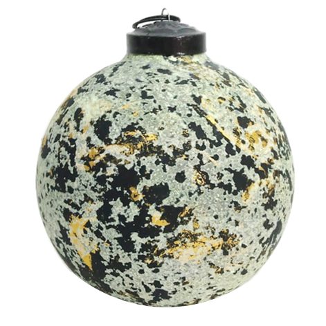 Kaena Glass Ornament, Black and white texture with Gold