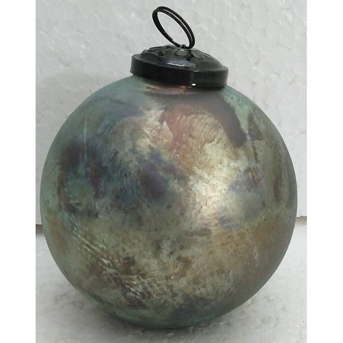 Kiri Glass Ornament, Green and copper