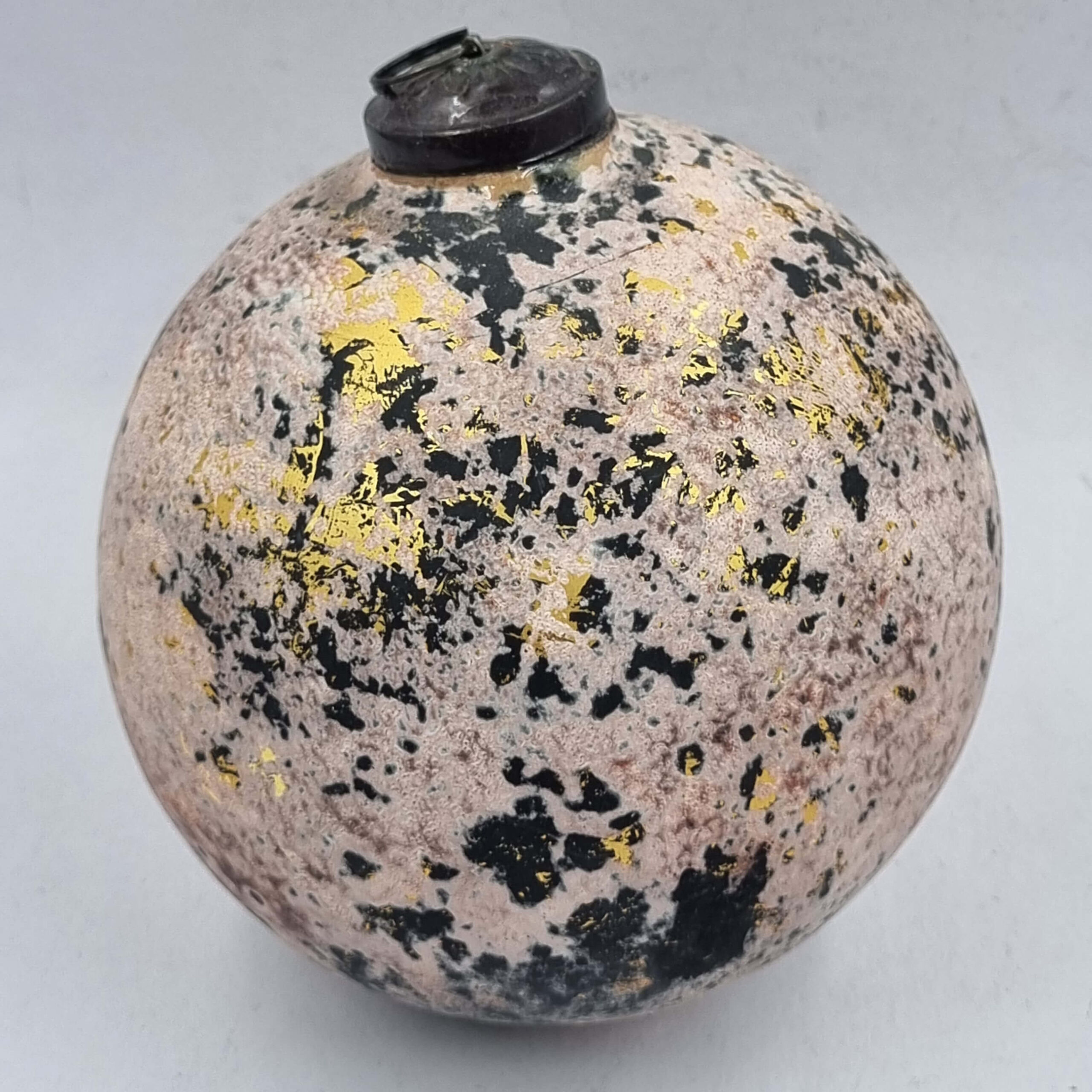 Mayon Glass Ornament, Black and White texture with Gold