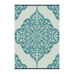 Persian Lightweight Reversible Stain Proof Plastic Outdoor Rug Teal 2