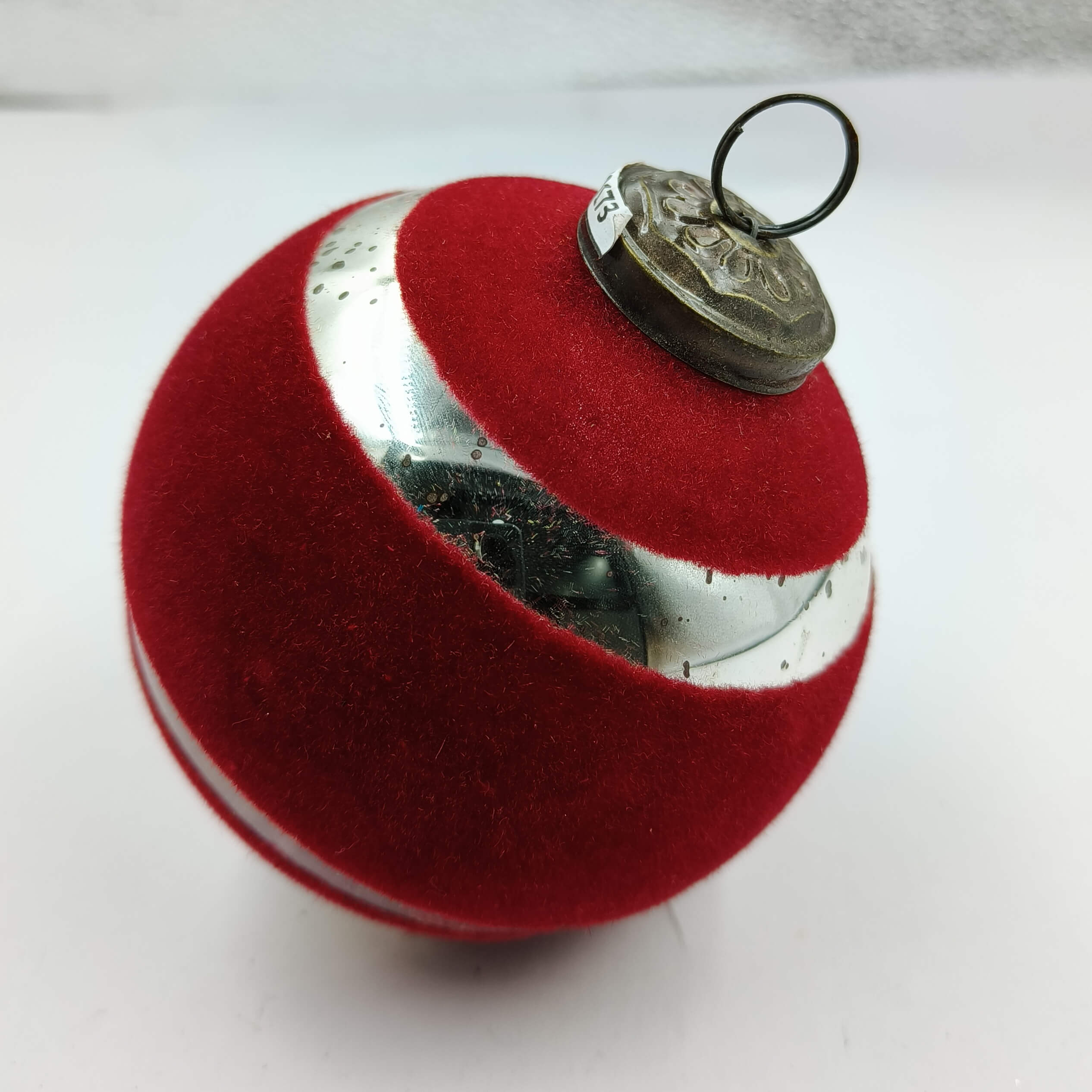 Sequoia Glass Ornament, Silver with Red