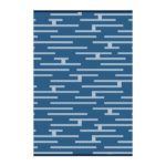 Uniyme Lightweight Reversible Stain Proof Plastic Outdoor Rug, Blue, 1